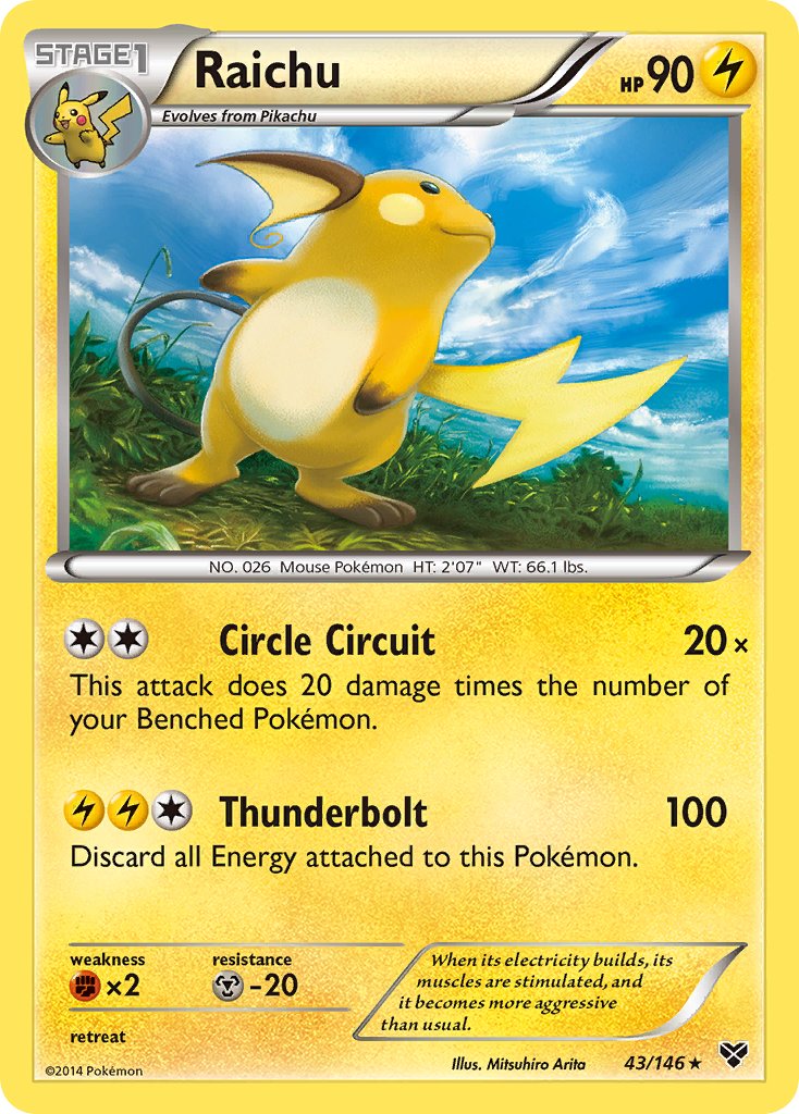 Raichu (43/146) (Battle Arena Deck Exclusive) (XY: Base Set) [Theme Deck Exclusive]