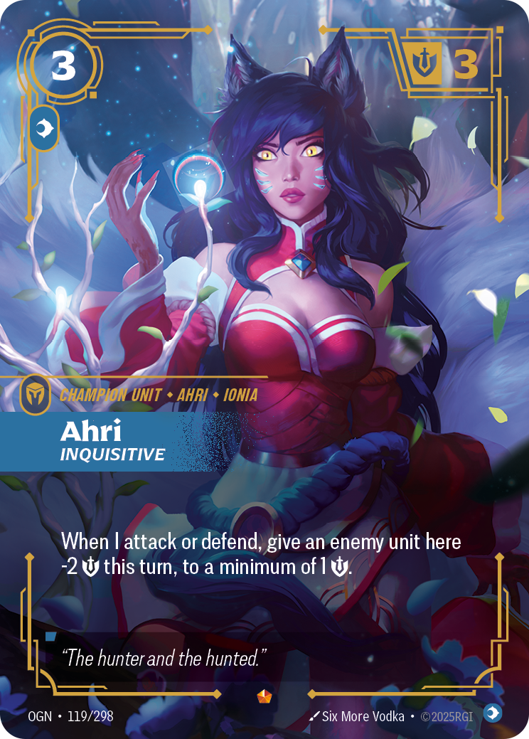 front of card Ahri, Inquisitive [Origins]