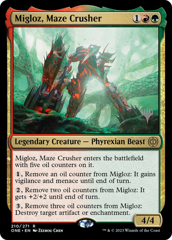 Migloz, Maze Crusher (Promo Pack) [Phyrexia: All Will Be One Promo Pack]