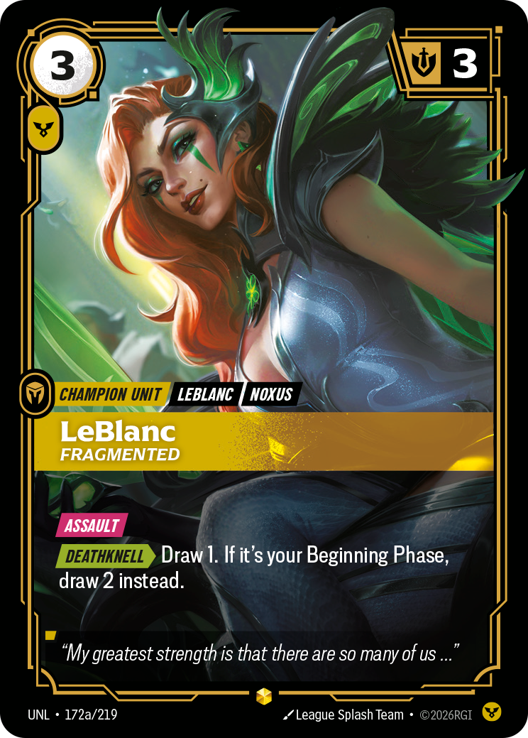 front of card LeBlanc, Fragmented (Alternate Art) [Unleashed] 172a/219