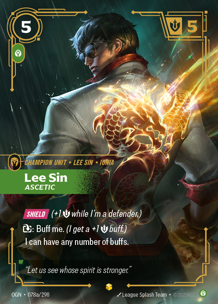 front of card Lee Sin, Ascetic (Showcase) [Origins]