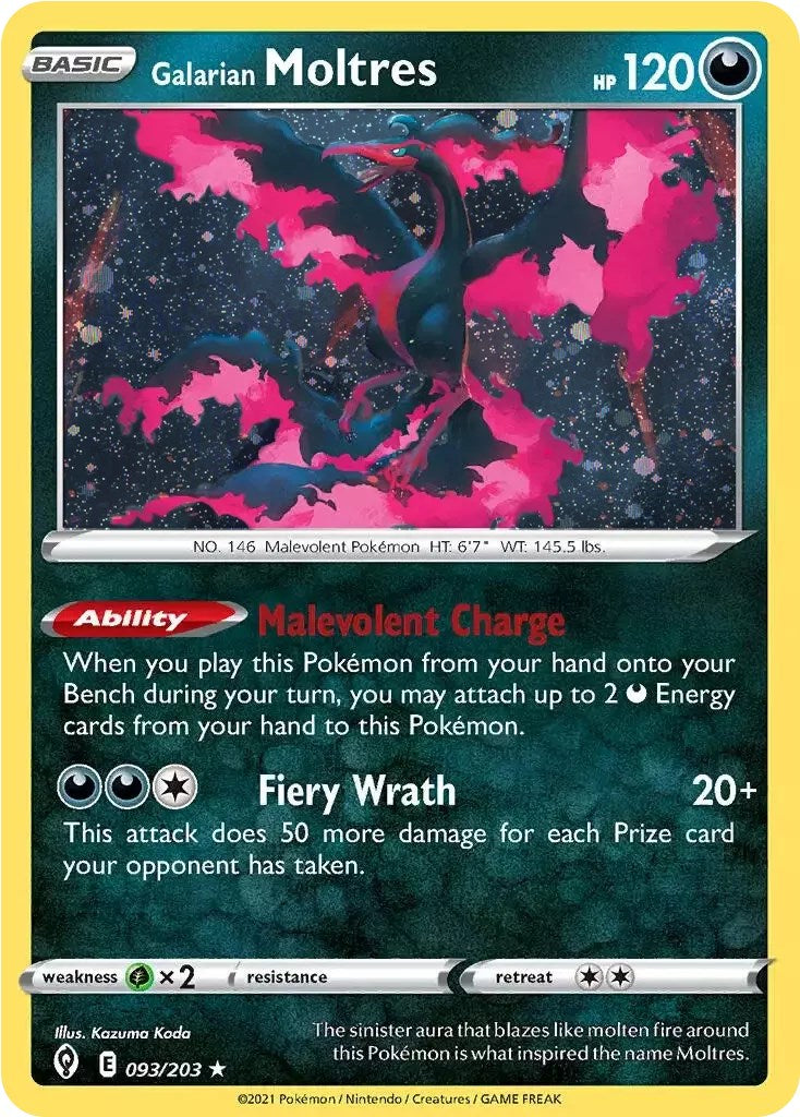 Galarian Moltres (093/203) (Cosmos Holo) (Sword & Shield: Evolving Skies) [Theme Deck Exclusive]