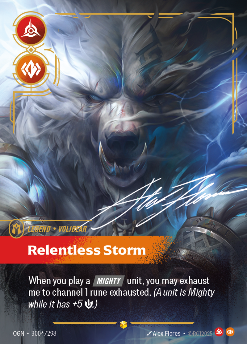 front of card Volibear, Relentless Storm (Overnumbered) (Signature) [Origins]