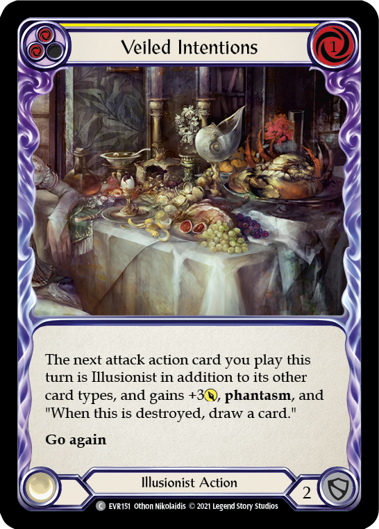 Veiled Intentions (Yellow) [EVR151] (Everfest) 1st Edition Rainbow Foil