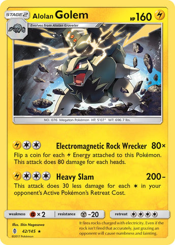 Alolan Golem (42/145) (Cosmos Holo) (Blister Exclusive) (Sun & Moon: Guardians Rising) [Theme Deck Exclusive]