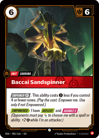 front of card Baccai Sandspinner [Vendetta] 001/166