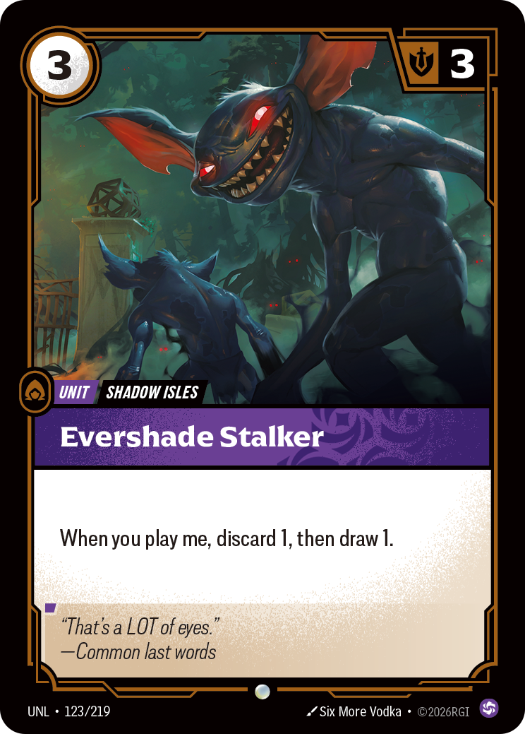 front of card Evershade Stalker [Unleashed] 123/219