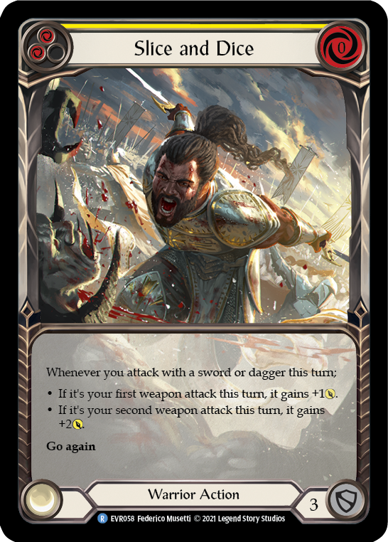 Slice and Dice (Yellow) [EVR058] (Everfest) 1st Edition Extended Art Rainbow Foil