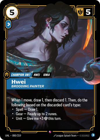 front of card Hwei, Brooding Painter [Unleashed] 080/219