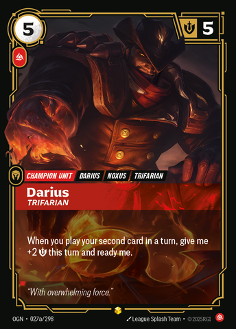 front of card Darius, Trifarian (Showcase) [Origins] #027a