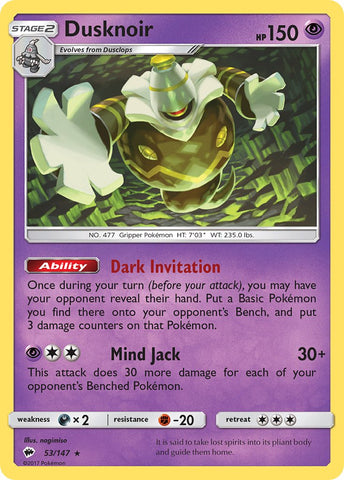 Dusknoir (53/147) (Sun & Moon: Burning Shadows) [Theme Deck Exclusive]