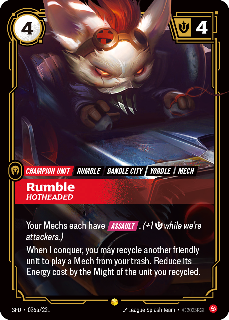 front of card Rumble, Hotheaded (Alternate Art) [Spiritforged] 026a/221