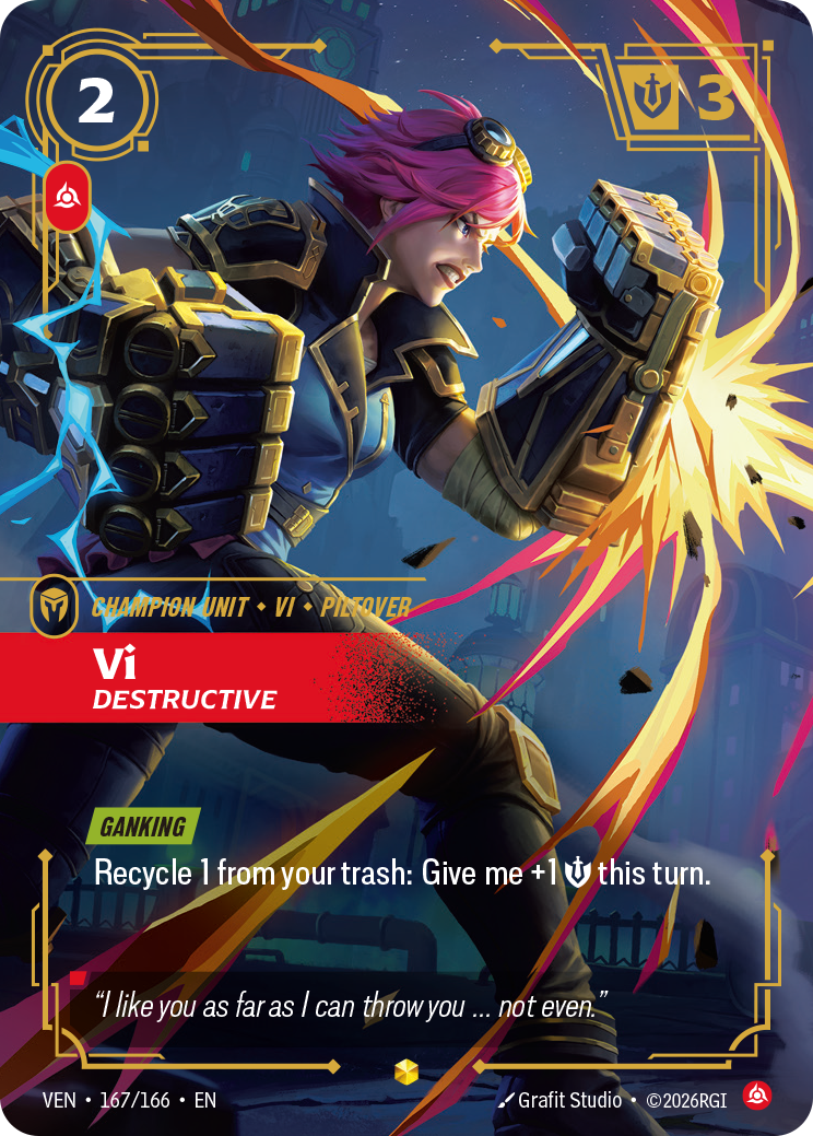 front of card Vi, Destructive [Vendetta] 167/166