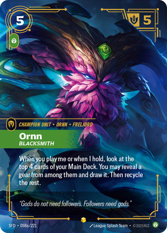 front of card Ornn, Blacksmith (Alternate Art) [Spiritforged] 058a/221