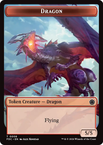 Dragon (0008) // Treasure Double-Sided Token [Foundations Commander Tokens]