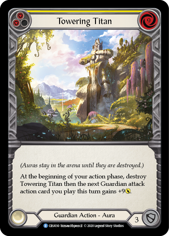Towering Titan (Yellow) [CRU030] (Crucible of War) 1st Edition Rainbow Foil