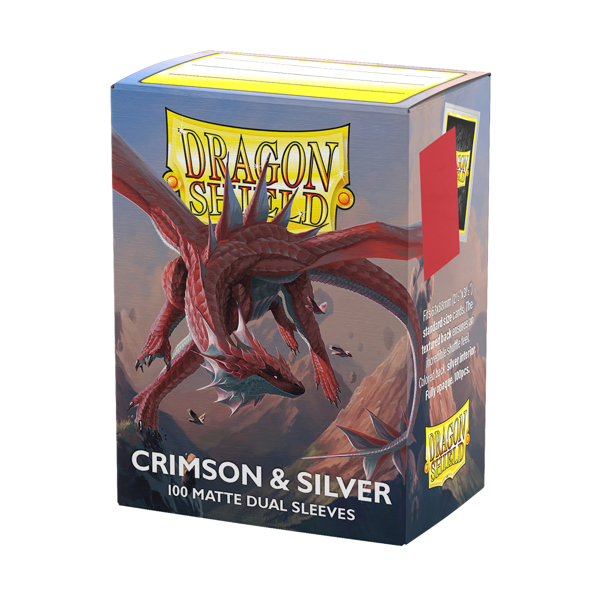 Dragon Shield: Standard 100ct Sleeves - Crimson & Silver (Dual Matte)