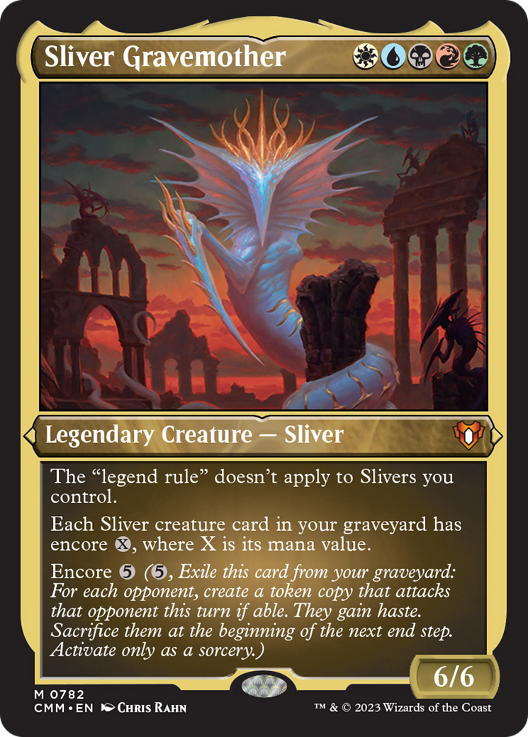 (Thick Stock Display Commander) Sliver Gravemother (Foil Etched) [Commander Masters]