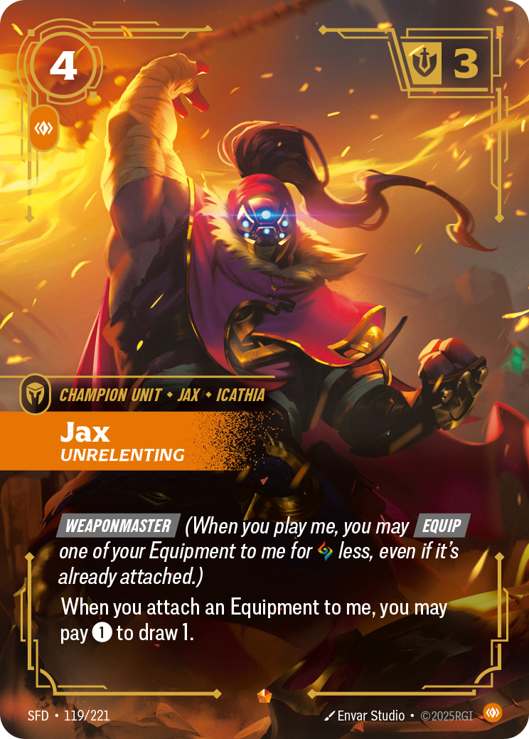 front of card Jax, Unrelenting [Spiritforged] 119/221