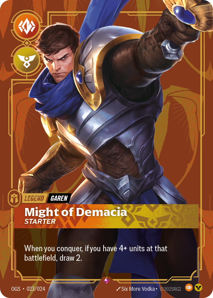 front of card Garen, Might of Demacia - Starter [Origins: Proving Grounds]