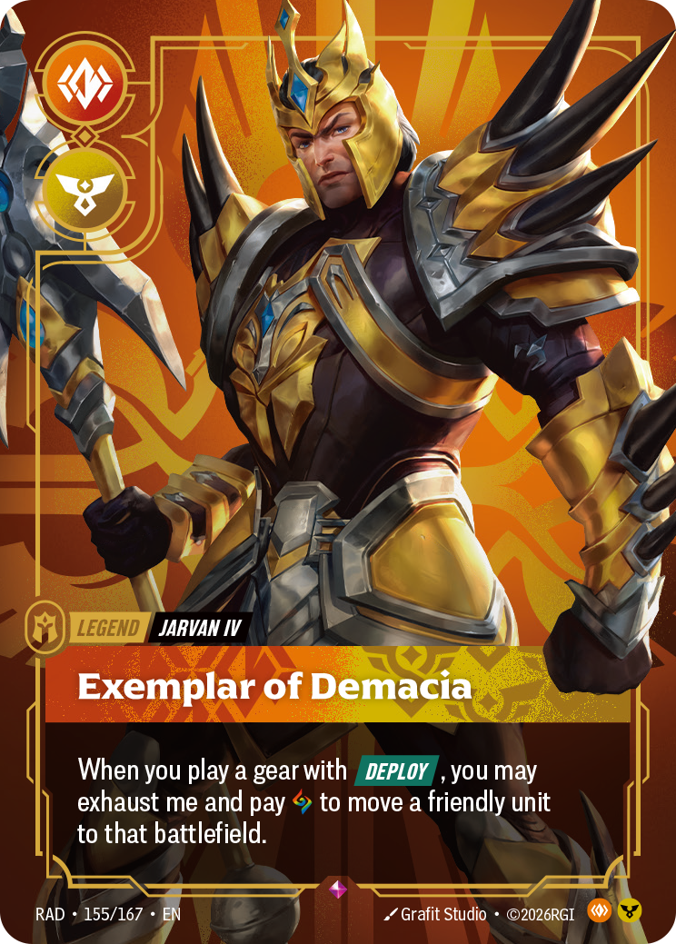 front of card Jarvan IV, Exemplar of Demacia [Radiance] 155/167