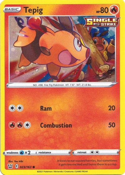 Tepig (023/163) (Cosmos Holo) (Sword & Shield: Battle Styles) [Theme Deck Exclusive]