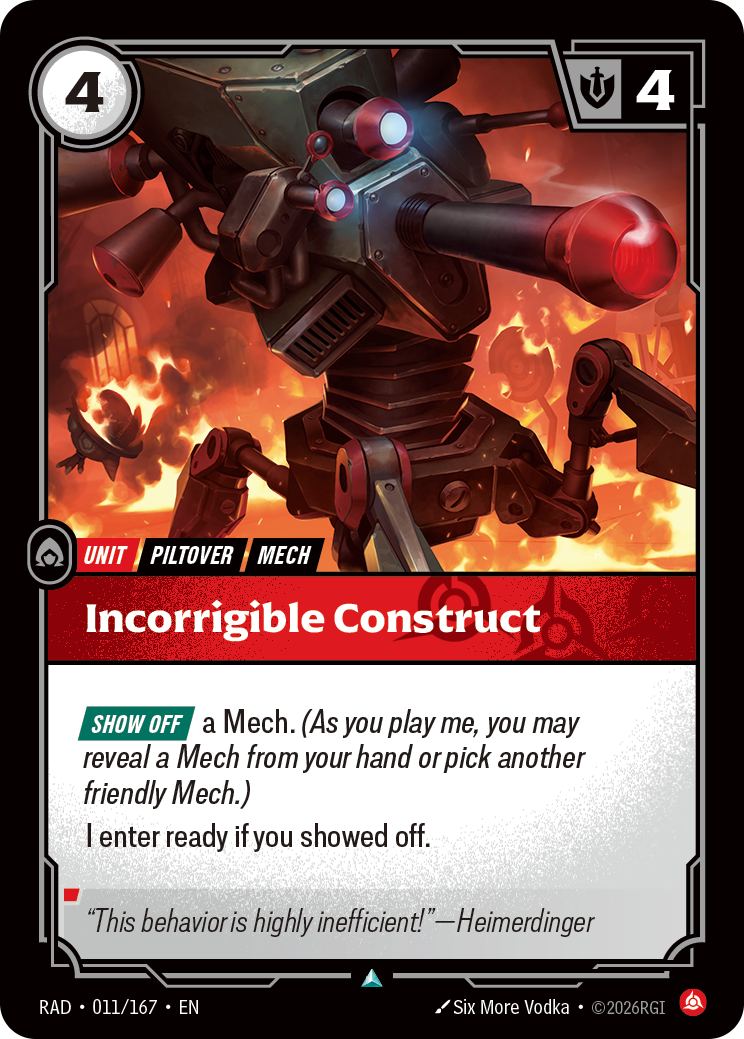 front of card Incorrigible Construct [Radiance] 011/167