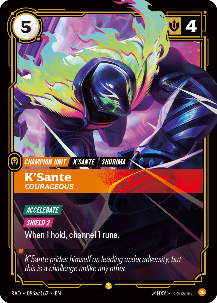 front of card K'Sante, Courageous (Alternate Art) [Radiance] 086a/167