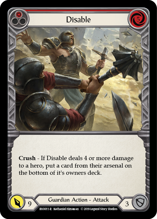Disable (Red) [BVO011-R] (Bravo Hero Deck) 1st Edition Normal
