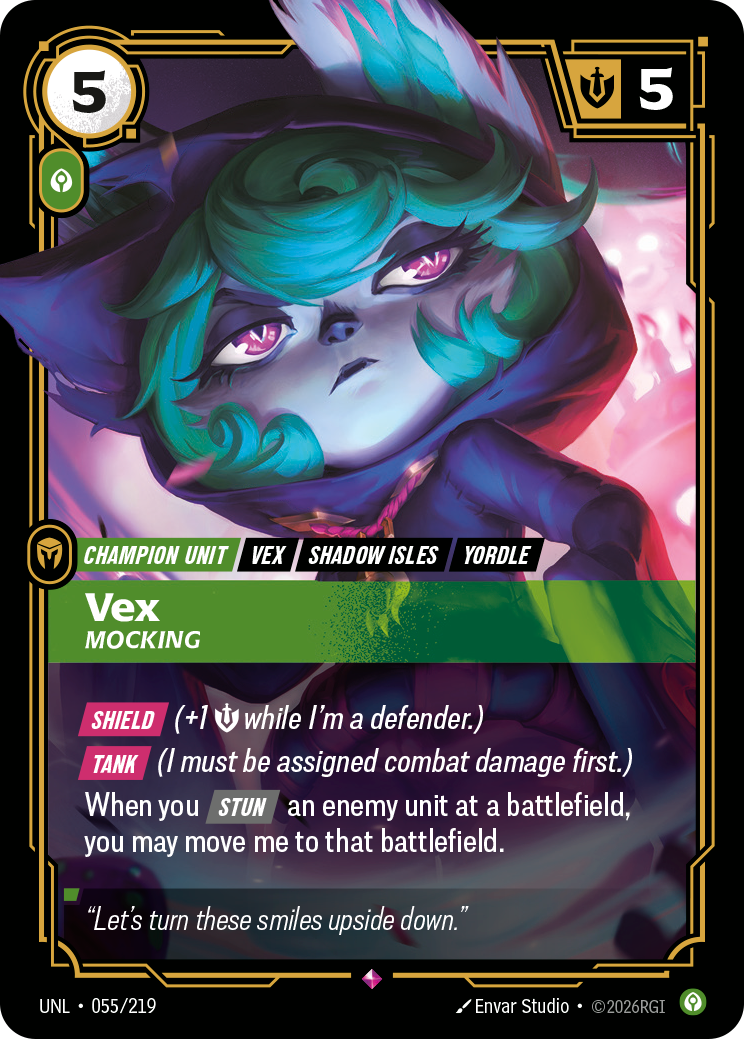 front of card Vex, Mocking [Unleashed] 055/219