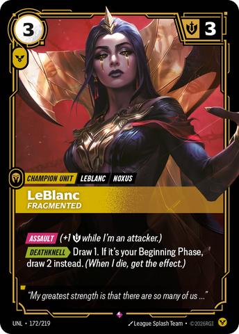 front of card LeBlanc, Fragmented [Unleashed] 172/219