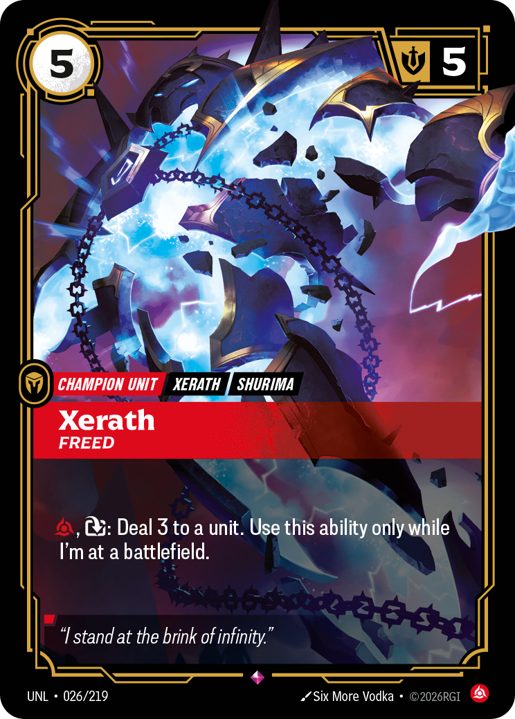 front of card Xerath, Freed [Unleashed] 026/219