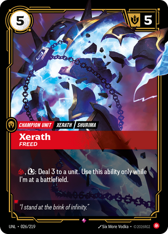 front of card Xerath, Freed [Unleashed] 026/219