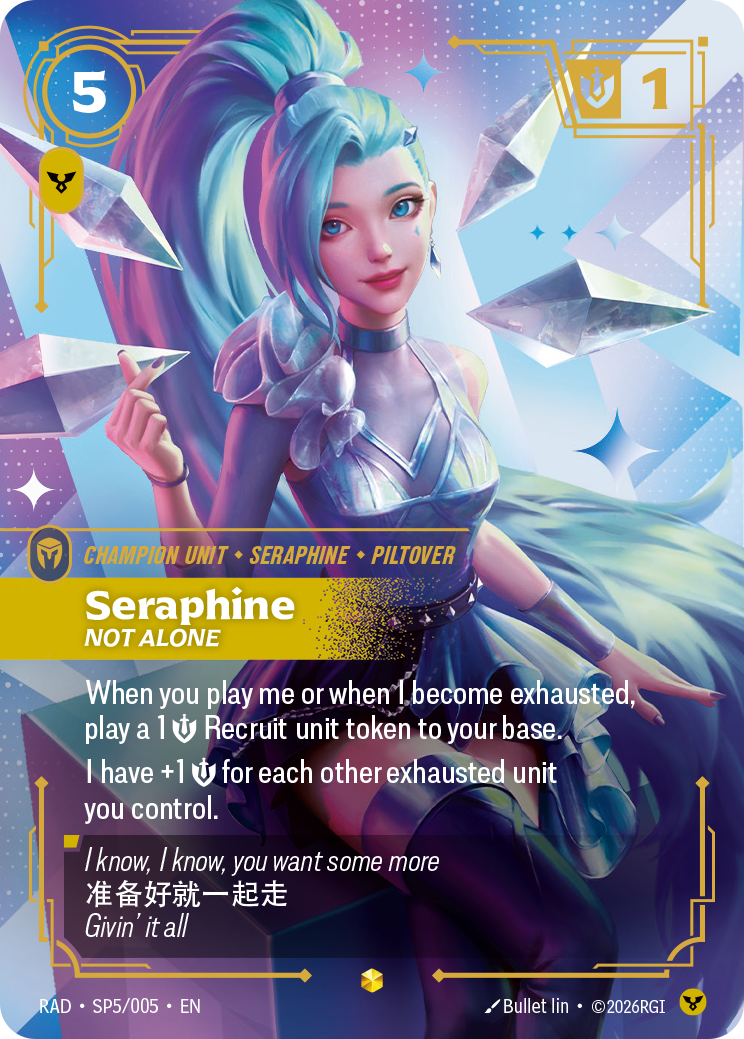 front of card Seraphine, Not Alone (K/DA Special Art Card) [Radiance] SP5/005