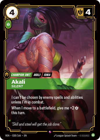 front of card Akali, Silent [Vendetta] 038/166