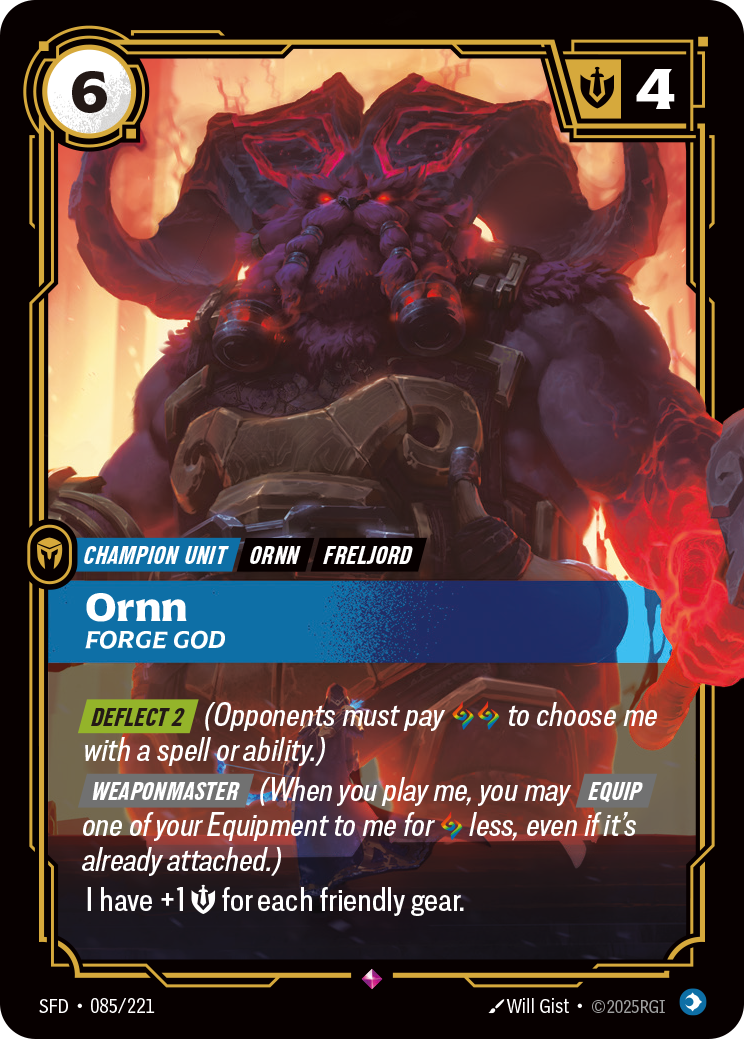 front of card Ornn, Forge God [Spiritforged] 085/221