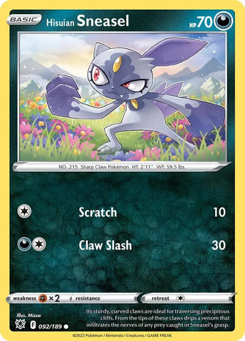 Hisuian Sneasel (092/189) (Sword & Shield: Astral Radiance) [Theme Deck Exclusive]