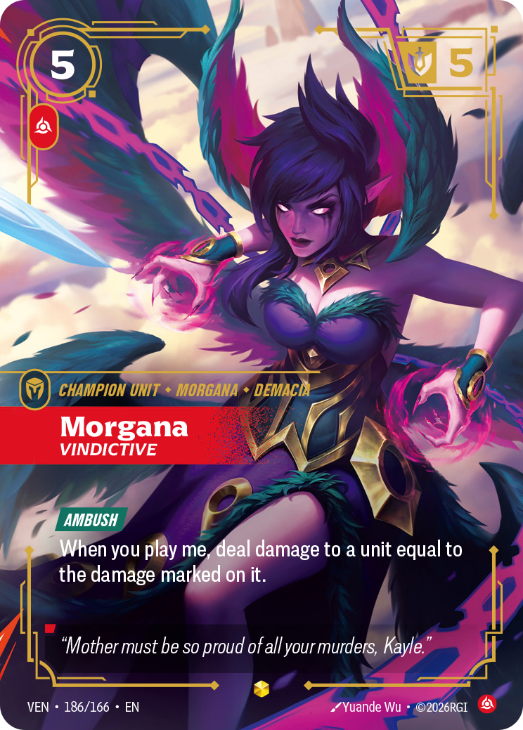 front of card Morgana, Vindictive (Overnumbered) [Vendetta] 186/166