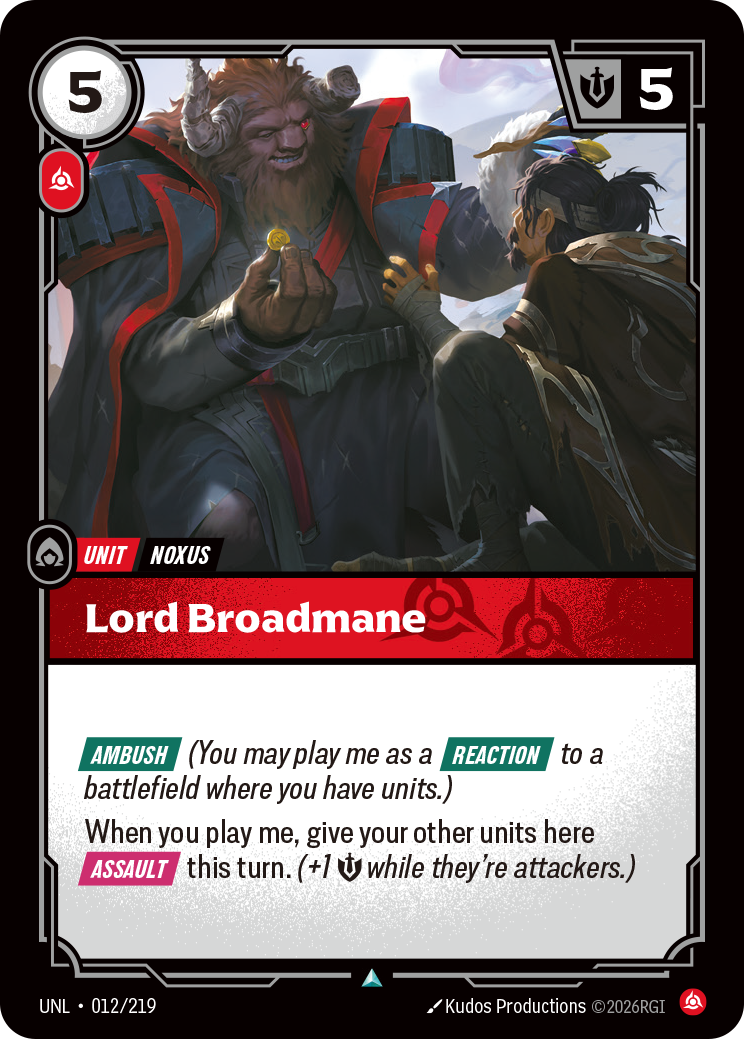 front of card Lord Broadmane [Unleashed] 012/219