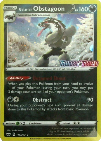 Galarian Obstagoon (119/202) (Cosmos Holo) (Sword & Shield: Base Set) [Theme Deck Exclusive]