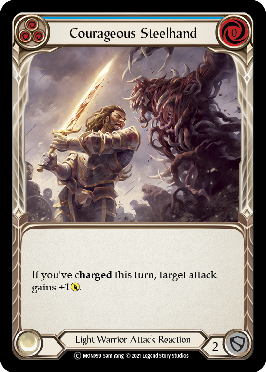 Courageous Steelhand (Blue) [U-MON059-RF] (Monarch Unlimited) Unlimited Rainbow Foil
