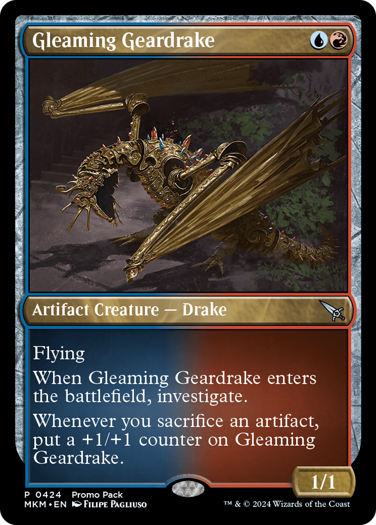 Gleaming Geardrake (Promo Pack) [Murders at Karlov Manor Promo Pack]
