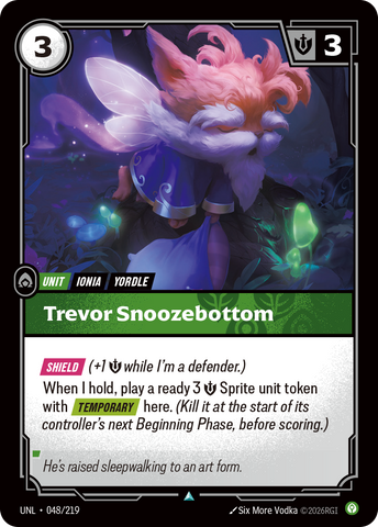 front of card Trevor Snoozebottom [Unleashed] 048/219