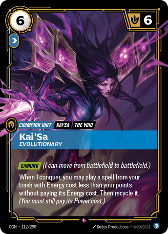 front of card Kai'Sa, Evolutionary [Origins] #112