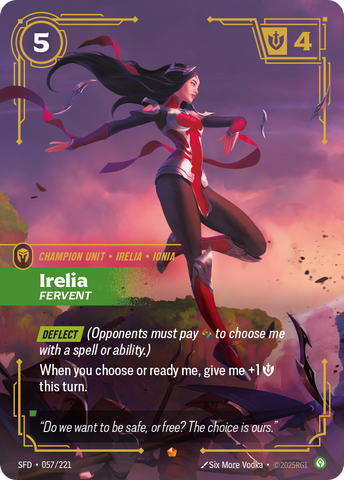 front of card Irelia, Fervent [Spiritforged] 057/221