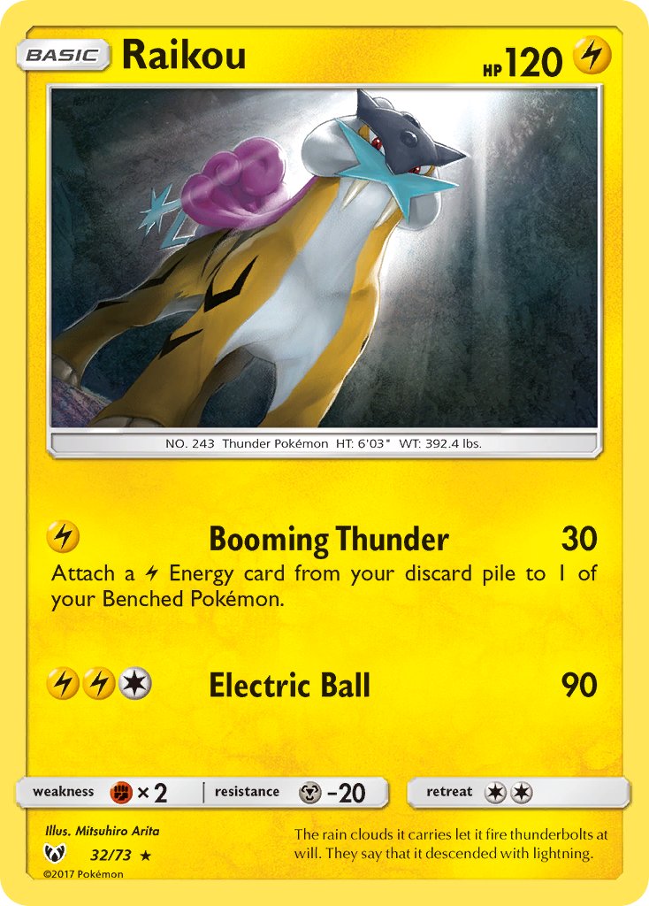Raikou (32/73) (Lets Play, Pikachu Cracked Ice Holo) (Sun & Moon: Shining Legends) [Theme Deck Exclusive]