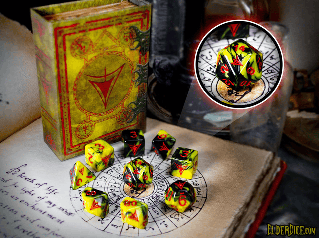 Elder Dice - Yellow Sign of Hastur - Blood Edition 9-Dice Set