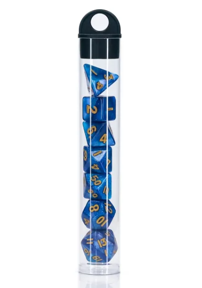 HD Mini Dice Set - Shades of Blue Pearl Swirl