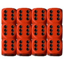 12 Orange w/black Opaque 16mm D6 Dice Block - CHX25603