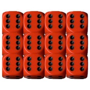12 Orange w/black Opaque 16mm D6 Dice Block - CHX25603